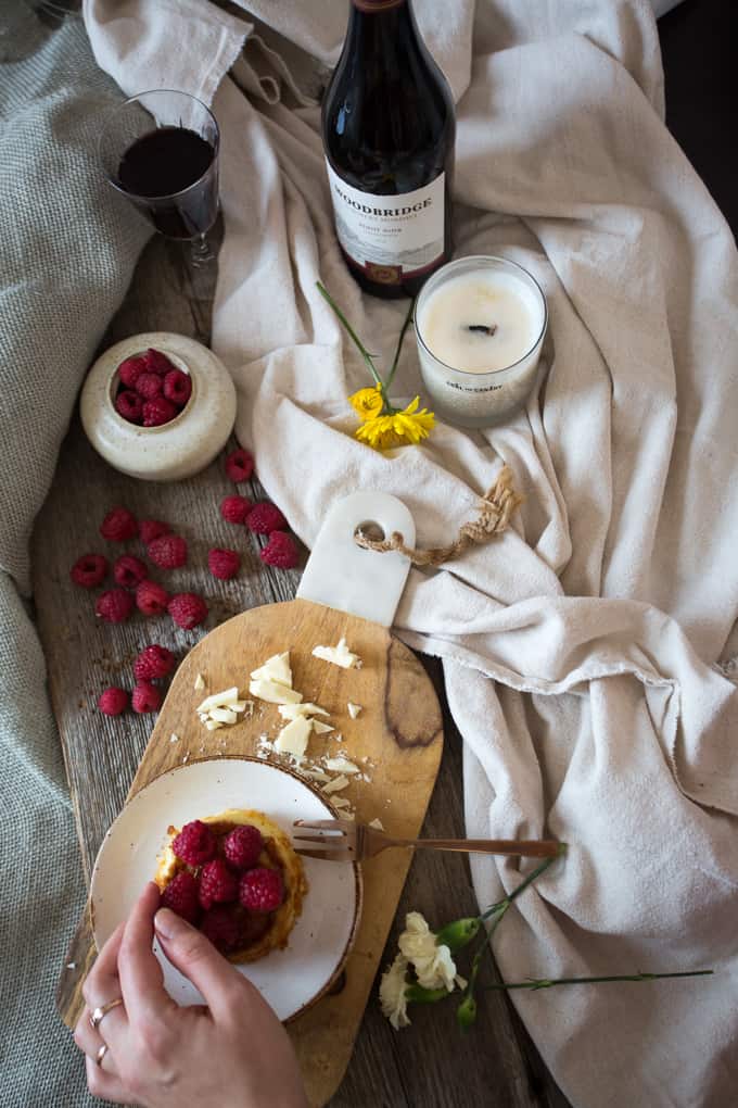 Gluten-free white chocolate lava cakes with raspberries and my winter self-care guide