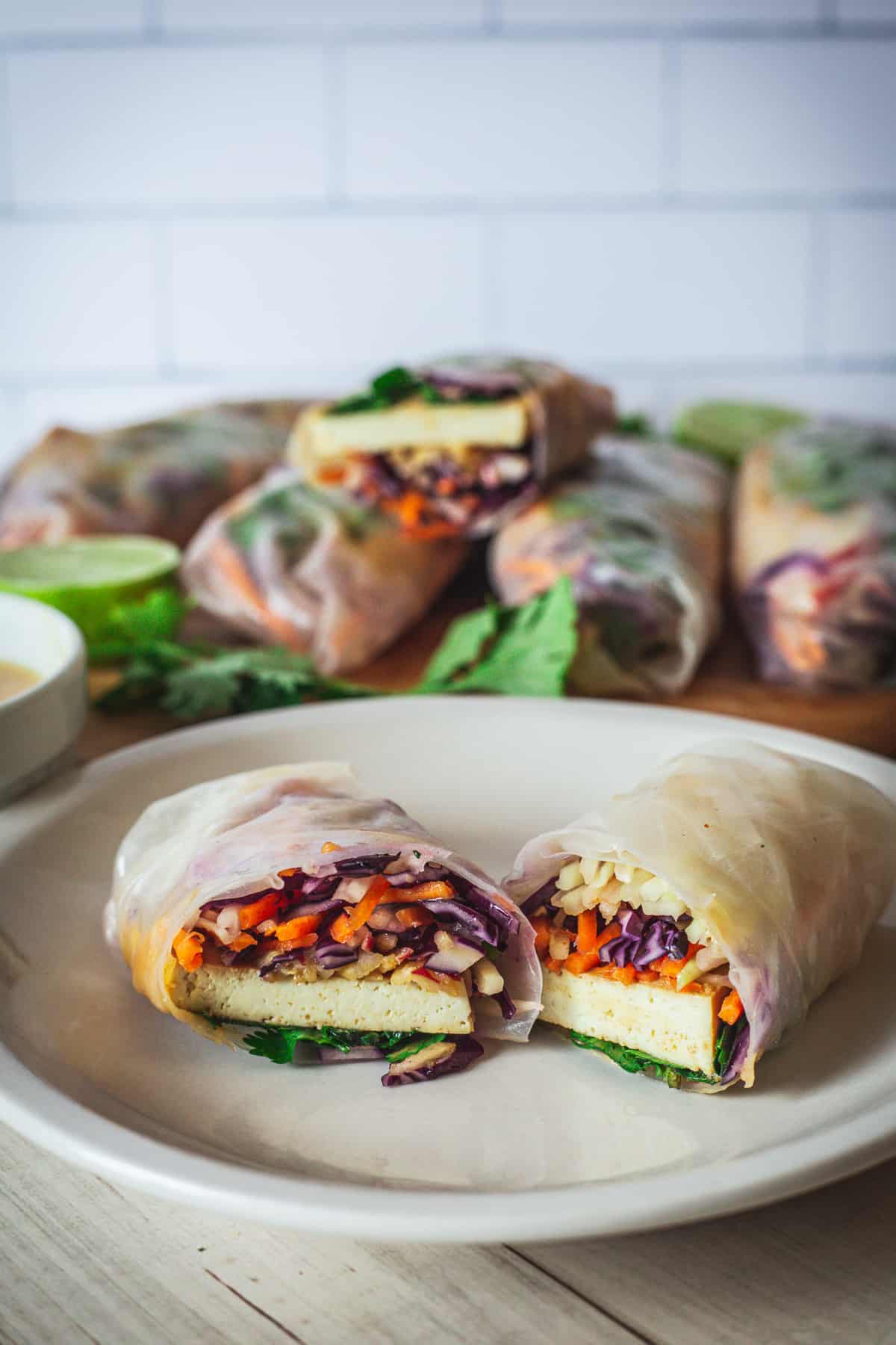 two halves of a spring roll