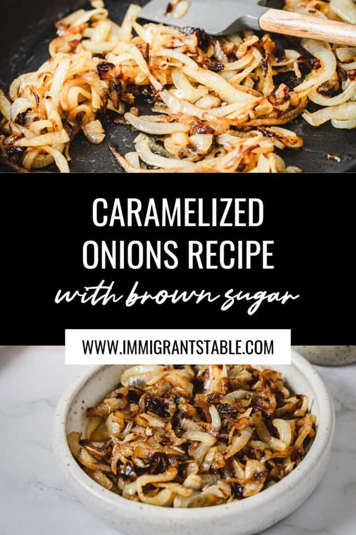 caramelized onions in a pan, caramelized onions in a bowl