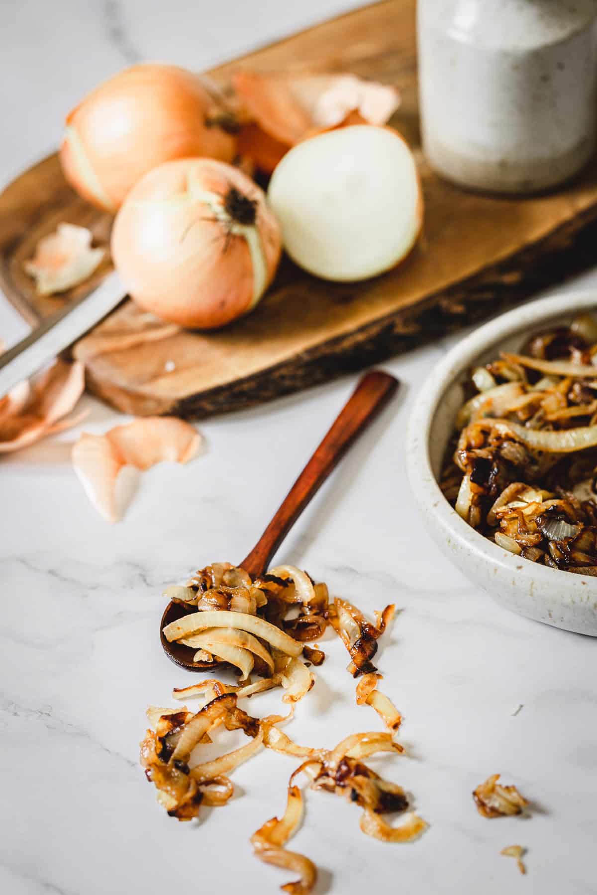 spoon with caramelized onions